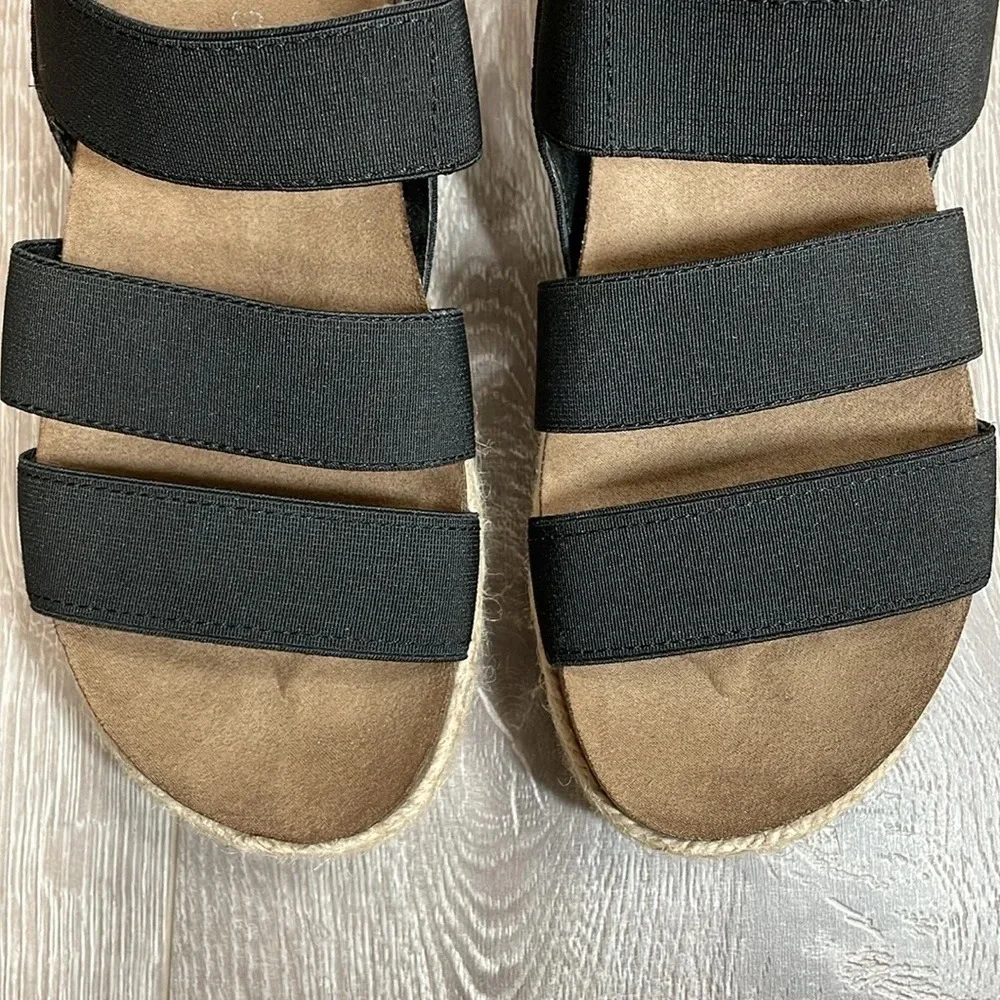 Madden Girl Crispp Espadrille Platform Sandal Black Strappy 6.5M